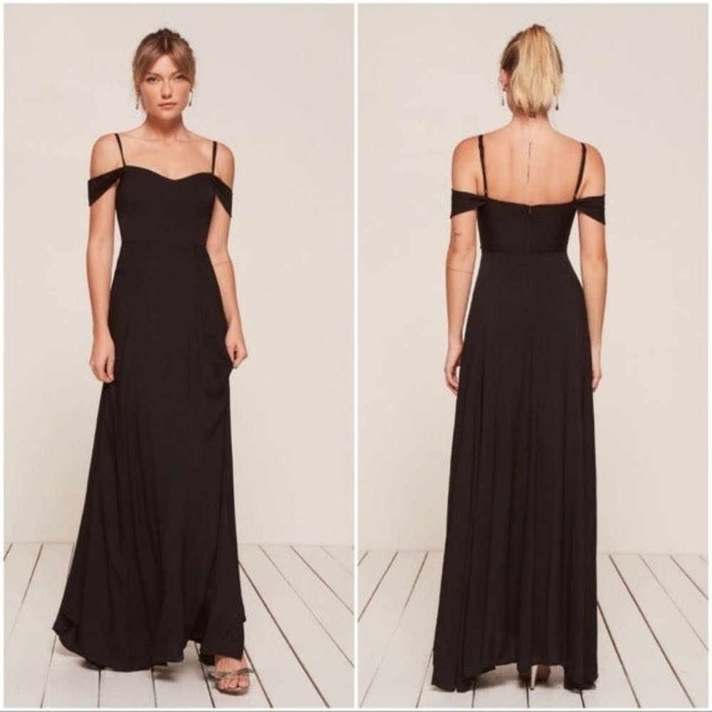 Reformation Poppy Dress Black Maxi Size 4